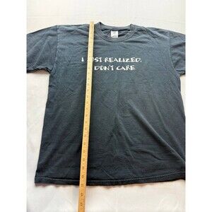 VTG Mens Delta Black I Just Realized I Dont Care Statement‎ T Shirt Large Crew